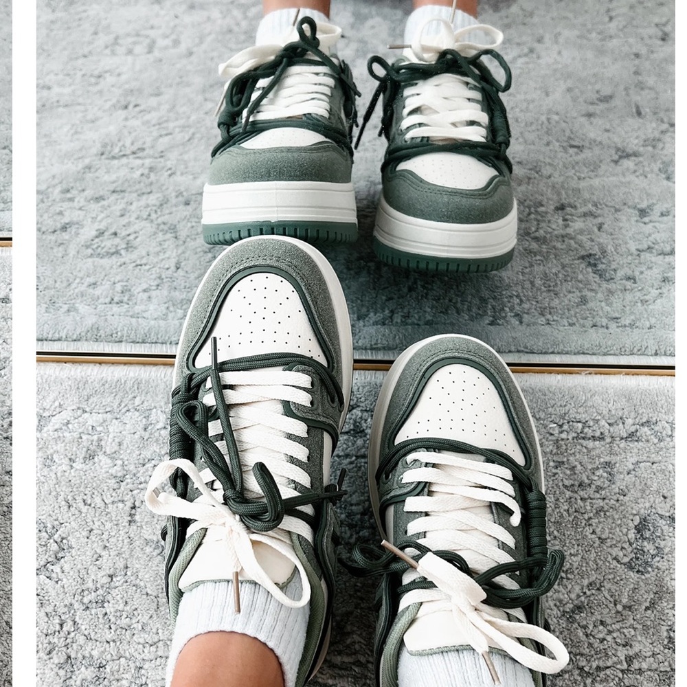 Nanamacs Belovely Green and White Platform Retro Sneakers Size 10 - Picture 2 of 16